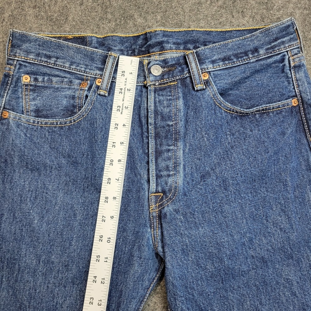 Levis 501 Jeans Mens 31x34 Blue Denim Red Tab Americana Straight Leg Button Fly - Picture 9 of 14